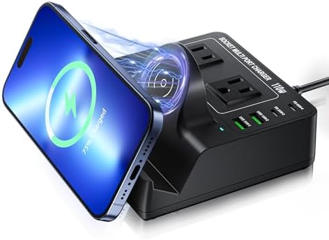 TOPOINT 7-in-1 Multi-Device Charging Hub with Wireless Charging Pad – 65 W Fast USB-C Power Strip for i Phone, Samsung, Mac Book, and More – Ultimate Compatibility and Space-Saving Design for Home and Office Use