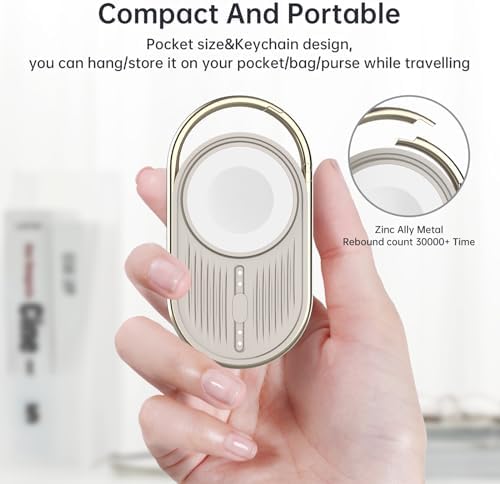 Compact Magnetic Power Bank for Apple Watch – Yo Fe W 1200 m Ah Portable Charger, Fast Wireless Charging Keychain for i Watch Series 9/8/7/6/5/4/3/2/SE/Ultra (Black) – Ultimate Travel Essential for Effortless Power Management
