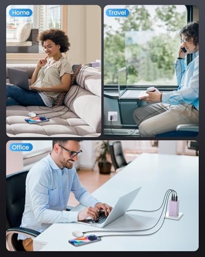 145 W Ga N III USB-C Charger – 3-Port Fast Charging Station for Mac Book Pro/Air, i Phone 15/Pro, Galaxy S24 & Dell XPS – Compact & Lightweight Laptop Adapter with PD, QC, PPS Technology – Stylish Green Design for On-the-Go Power Solutions