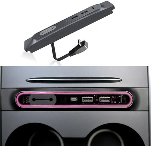 Transform Your Tesla Model 3/Y with the Ultimate USB Hub – Multi-Port Charger with Tricolor LED for 2021-2023 Models – Fast Charging Solution for All Your Devices – Stylish Interior Accessory for Seamless Connectivity