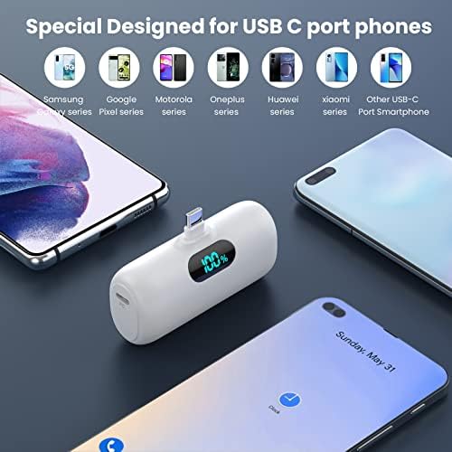 Ultra-Compact 5000 m Ah Power Bank – High-Speed USB-C Mini Portable Charger with LCD Display, Perfect for i Phone 16/15 Series & Android Devices – Lightweight Battery Pack for Travel and Daily Use, Enhanced Compatibility & Fast Charging Solutions