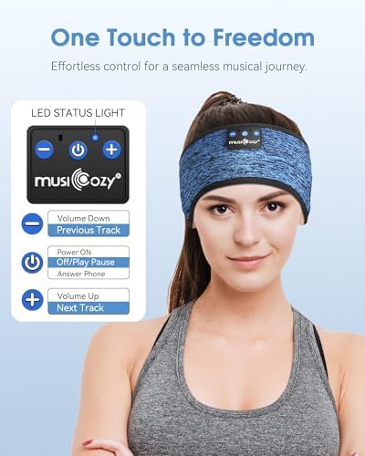 MUSICOZY Bluetooth 5.4 Sleep Headband Headphones – Ultimate Wireless Comfort for Sleep, Workouts, and Travel – The Perfect Gift for Active Lifestyles with Rapid Pairing and Sweatproof Design