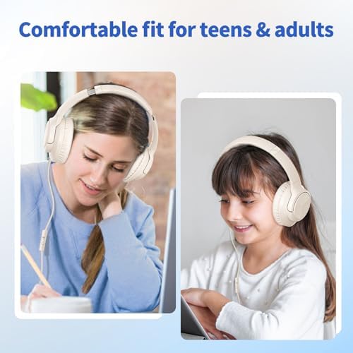 Versatile Over-Ear Wired Headphones with Integrated Microphone – Premium Sound Experience with Foldable Design and 4.9 ft Tangle-Free Nylon Cord – Perfect for Travel, Daily Use, and Multimedia Engagement (Black)