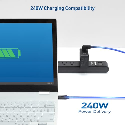 High-Speed 20 Gbps Right Angle USB C Cable by Cable Matters – 3 ft, Supports 8 K@30 Hz & 4 K@120 Hz Video, 240 W Power Delivery, Ergonomic USB-C Cord for Optimal Space Management and Enhanced Device Compatibility