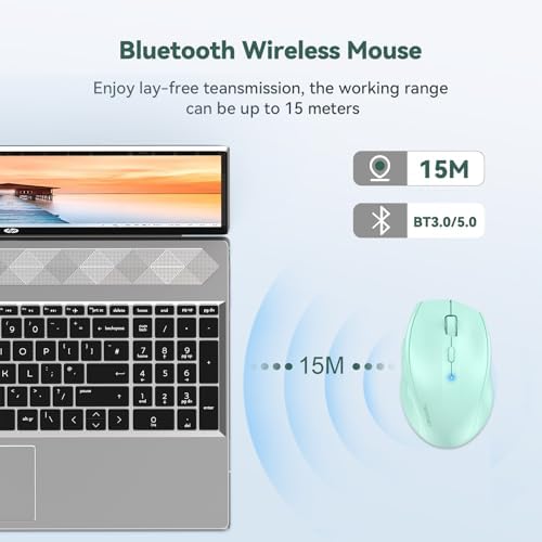 TECKNET Bluetooth Wireless Mouse – Ergonomic 4800 DPI Precision with 6 Adjustable Settings, Long-Lasting 2-Year Battery, and 6 Functional Buttons for Laptops & Windows – Sleek Grey Design for Enhanced Comfort and Productivity
