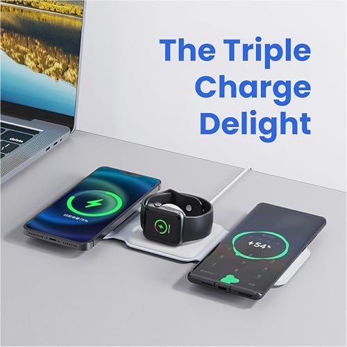 Ultimate 3-in-1 Foldable Magnetic Wireless Fast Charger for i Phone & Samsung – Compact Travel Charging Pad for Qi-Enabled Devices, Apple Watch, and Air Pods – Unmatched Speed and Versatility for On-the-Go Power Solutions
