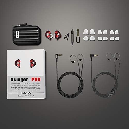 BASN Bsinger PRO Hybrid Dual Driver In-Ear Monitors with Detachable MMCX Cables – Premium Sound Isolating Earbuds for Musicians and Audio Professionals – Lightweight, Ergonomic Design for Extended Comfort and Versatile Device Compatibility – Enhanced Audio Clarity for Studio and Stage Performance