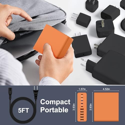 Ultimate 420 W Ga N Multi-Device Charging Hub – 10-Port USB C & A Wall Charger for Mac Book, i Phone, i Pad, Dell XPS, and Samsung Galaxy – Rapid Smart Charging Station with Advanced Safety Features for Efficient Power Management