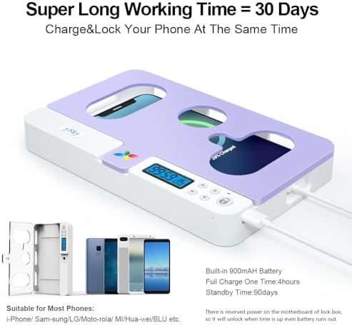 Portable Smart Auto Phone Timer Lock Box for iPhone and Android Phones, Self-Control Timer Locker to Help Kids,Students, Adults Focus Back,Prevent Excessive Games, Mobile Phone Addiction(White) – Enhanced Compatibility and Speed
