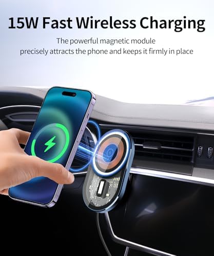 Custom-Fit Wireless Charging Phone Mount for Audi A6/A7 & S Series (2019-2025) – Qi-Compatible Holder for Hassle-Free Navigation and Hands-Free Usage, Mag Safe Ready, Effortless No-Tool Installation, Sleek Interior Upgrade, 360-Degree Rotating Design for Ultimate Viewing Flexibility