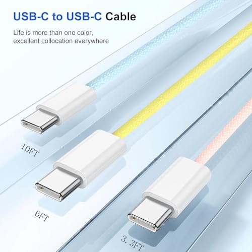 USB C to USB C,240W USB-C Woven Charge Cable,6.6ft 2Pack USB C Cable Fast Charging Cord for Apple MacBook Pro/MacBook Air,iPad Pro/Air,iPad mini,iPhone 16 15 Pro Max Plus Compatible 140W/100W/60W/45W – Enhanced Compatibility and Speed