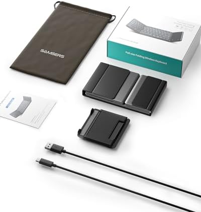 Samsers Portable Foldable Bluetooth Keyboard with Touchpad – Multi-Device Wireless Travel Companion for i OS, Android, Windows & Mac OS – Effortless Workflow with Bluetooth 5.1 and Long Battery Life – Perfect for On-the-Go Professionals