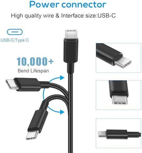 Universal 65 W USB-C Fast Charging Adapter for Chromebooks – High-Speed Power Supply Compatible with Lenovo Think Pad, Yoga, Dell, Acer, and Google Devices – Versatile and Efficient Type-C Charger with Enhanced Compatibility and 24/7 Customer Support