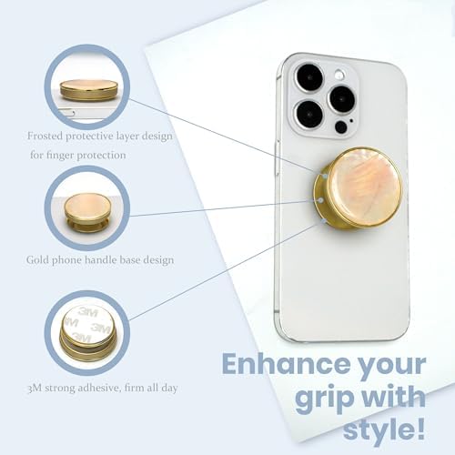 Chic Natural Abalone Shell Foldable Phone Grip – Magnetic Handle for Secure Smartphone & Tablet Handling, Stylish Accessory for Enhanced Portability and Aesthetic Appeal