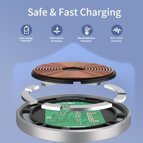 Dual Pack Mag Safe Wireless Charger Pad for i Phone & Air Pods – HYDGYC Fast Charging Solution with Enhanced Compatibility for Models 16 Pro Max, 15 Pro, 14 & More – Sleek Silver Design for Home or Travel – Effortless Magnetic Alignment & Durable Performance