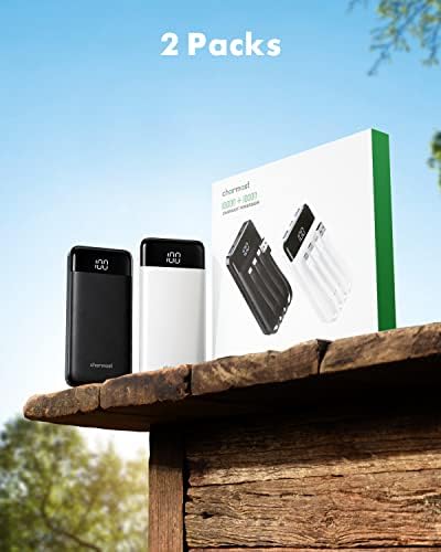 Travel-Ready Dual Pack Portable Chargers with Built-In Cables – 10,000 m Ah Slim Power Banks Featuring 6 Outputs & 3 A Fast Charge for i Phone, Samsung, Pixel, LG, Moto, i Pad – Ultimate Multi-Device Charging Solution for On-the-Go Efficiency