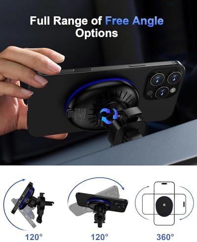 Samsung Galaxy S25 Edge Magnetic Wireless Car Charger – 15 W Fast Qi2 Charging Mount for Samsung Galaxy S25/S24/S23 Ultra & Apple i Phone 16/15 Pro Max – 360° Adjustable Air Vent Design for Seamless Connectivity and Convenience