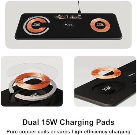 3-in-1 Magnetic Wireless Charging Station – 15 W Fast Charger for i Phone 15/14/13/12, Android, Apple Watch & Air Pods Pro – Sleek, Universal Compatibility & Non-Slip Design for Effortless Power-Up Experience