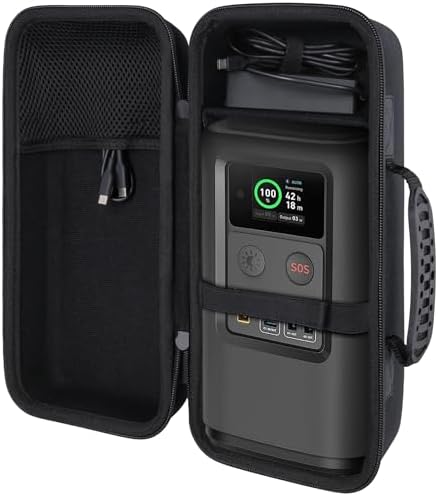 Ultimate Protection for On-the-Go Charging: co2 CREA Hard Travel Case for Anker Power Core Reserve 192 Wh Power Bank – Lightweight, Shockproof, and Stylish Black Design with Custom Compartments for Accessories and Quick Access Zippers