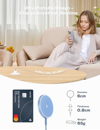 Bohuma Magnetic Wireless i Phone Charger – Fast Mag-Safe Charging Pad for i Phone 16, 15 Pro Max, 14 Pro Max, 13, 12 Pro Max & Air Pods Pro – Sleek Design for Home and Office – Effortless Alignment & Enhanced Power Efficiency