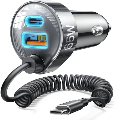 LISEN 65 W USB-C Car Charger for i Phone 16 & 15 Pro Max – Ultra-Fast Dual-Port Power Adapter for i Pad Pro, Samsung Galaxy S25/S24 Ultra, Google Pixel & Android Devices – Sleek Silver Design with Advanced Safety Features for Effortless On-the-Go Charging