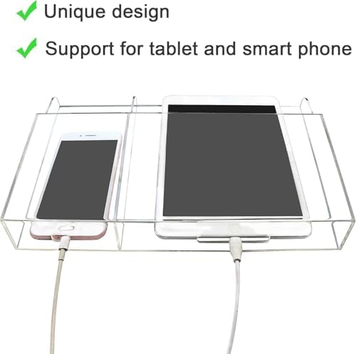 Yoillione Premium Wall-Mount Charging Station for Tablets and Smartphones – Dual-Slot Remote Control Organizer in Clear Acrylic – Streamlined Media Storage Solution with Enhanced Compatibility and Rapid Charging Speed – Perfect for Home and Office Use