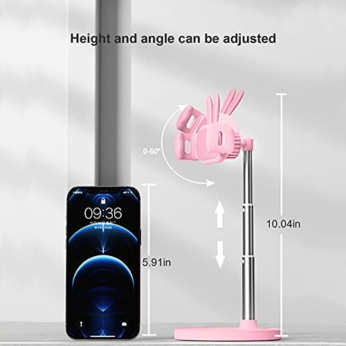 OATSBASF Cute Cell Phone Stand, Adjustable Bunny Phone Stand for Desk, Thick Case Friendly Holder Compatible with iPhone, Kindle, iPad, Switch, All Phones (Pink) – Enhanced Compatibility and Speed