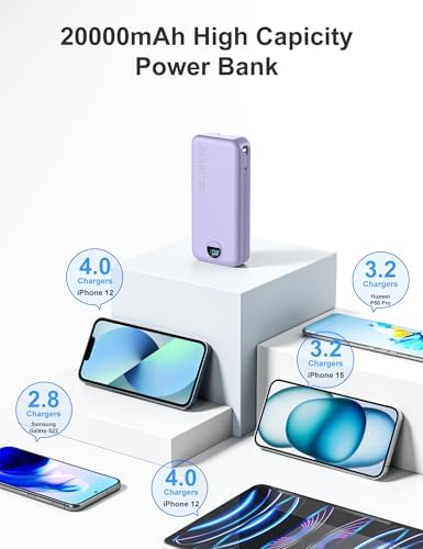 Ultra-Portable 20000 m Ah Power Bank with Built-In Cables & AC Plug | PD 20 W Fast Charging for i Phone, Samsung, Android | LED Display Travel Charger – Charge Multiple Devices Seamlessly and Stay Powered On-the-Go