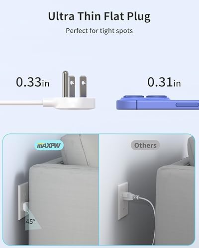 Ultimate Surge Protector Power Strip with 14 Outlets & 4 USB Ports (2 USB-C) – 6 Ft Flat Plug Extension Cord, 1700 Joules Protection, Wall Mountable – Ideal for Home, Office, and Dormitory Charging Solutions