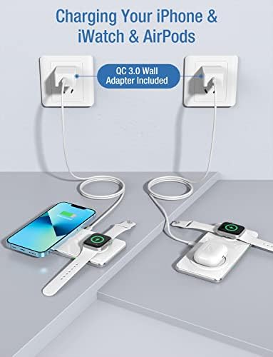 Dual Wireless Charging Pad – 15 W Fast Charge for i Phone & Samsung Devices, Air Pods, and Apple Watch – Sleek Qi-Enabled 2 in 1 Charger with QC 3.0 Adapter for High-Speed Power Delivery and Device Safety – Perfect for Home and Office Use