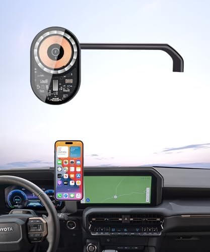 Wireless Charging car Phone Holder for Toyota Land Cruiser Prado 250 J250 LC250 2024 2025 Accessories 8/12.3 inch Screen Fixed Clip,360° Rotation car Phone Mount Compatible with MagSafe – Enhanced Compatibility and Speed