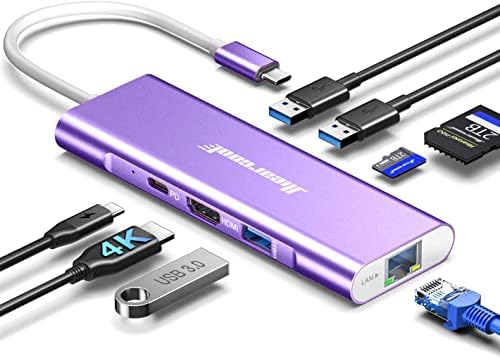 Transform Your Connectivity with Hiearcool 8-in-1 USB C Hub – Ultimate Multi-Port Adapter Featuring 4 K@60 Hz HDMI, Gigabit Ethernet & More for Mac Book Pro, Air M1, M2 & Type C Laptops – Portable Efficiency at Your Fingertips!