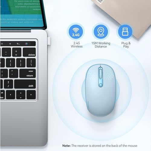 TECKNET 2.4 GHz Wireless Mouse – Ultra-Quiet & Portable Computer Companion with Adjustable DPI, USB Receiver, and Ergonomic Design for Seamless Use Across Chromebook, Laptop, PC & Mac – Enhance Productivity Effortlessly