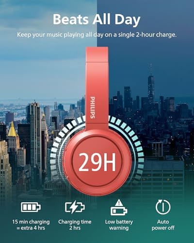 PHILIPS H4205 On-Ear Wireless Bluetooth Headphones – Unleash Your Music with Enhanced BASS Boost, 32 mm Drivers, and 29-Hour Battery Life – Lightweight Comfort and Fast Charging for All-Day Listening in Stylish Blue – Perfect for Commuting, Workouts, and Home Relaxation