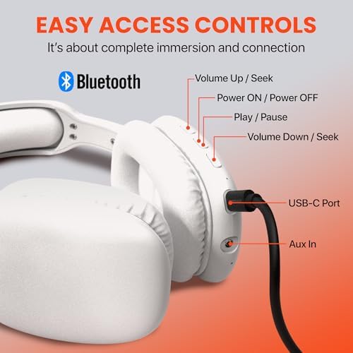 Transform Your Listening Journey with Premium Foldable Bluetooth Over-Ear Headphones – Superior Noise Isolation for Ultimate Focus, Plush Foam Ear Cushions for Extended Comfort, and Built-in Microphone for Effortless Communication – Perfect for Fitness Enthusiasts and Travel Lovers Alike, Unisex Design for All Users