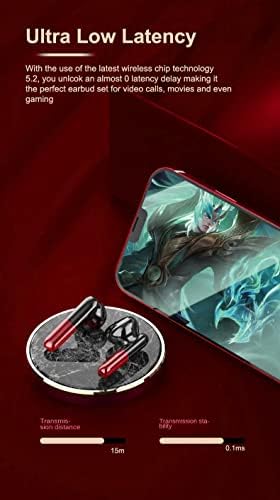 Ultra-Compact Bluetooth 5.2 Wireless Earbuds with Smart LED Charging Case – Exceptional Noise Cancellation, Ergonomic Fit, and Hands-Free Microphone for Seamless Audio Experience – Ideal for Android & i OS Users (Vibrant Red)