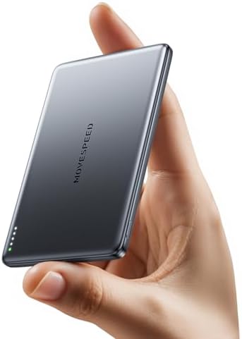 MOVE SPEED 10,000 m Ah Magnetic Power Bank – Sleek Alloy-Design Portable Charger with Fast Charging for i Phone Models 12-16 – Essential Travel Accessory in Glacier Gray – Unmatched Durability and Style for On-the-Go Power Solutions