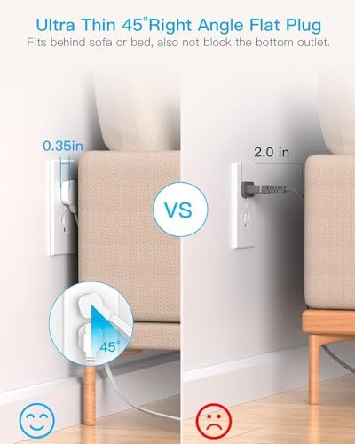 HANYCONY 15 Ft Extension Cord Power Strip with 8 AC Outlets & 4 USB Ports (2 USB-C) – 1080 J Surge Protector for Enhanced Safety, Wall Mountable Desk Charging Station for Home Office & College Dorm Essentials