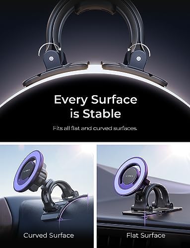 LISEN Mag Safe Car Phone Holder for i Phone 16-12 Pro Max – Strong Magnetic Dashboard & Vent Mount – Stylish Purple Design – Effortless Installation & Wireless Charging Support for Ultimate Driving Safety