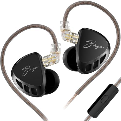 Elevate Your Sound Experience with KZ Saga Wired In-Ear Monitors – Dynamic Driver Earbuds Featuring Superior Hi-Fi Bass, Customizable Detachable 0.75 mm 2-Pin Cable, and Ergonomic Lightweight Design for Ultimate Comfort in Gaming and Music – Perfect for Audiophiles and Gamers on Any Device!