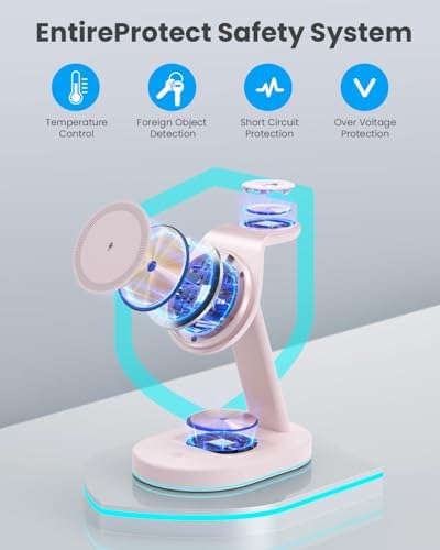 Ultimate 3-in-1 Wireless Charging Station for i Phone, Apple Watch, and Air Pods – Qi2 Certified 15 W Magnetic Charger with 30 W USB-C Adapter & Integrated Night Light – Streamlined Design for i Phone 16/15/14/13/12 – Superior Speed and Enhanced Compatibility for Modern Tech Users