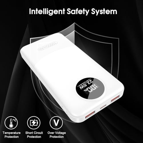 Advanced 10,000 m Ah Portable Charger with 22.5 W Fast Charging – USB-C Power Bank for i Phone 16/15/14/13/12 & Samsung S22/S21 – PD 3.0 & QC 4.0 Compatible with LED Battery Display – Lightweight Multi-Device Power Bank for Travel & Daily Use