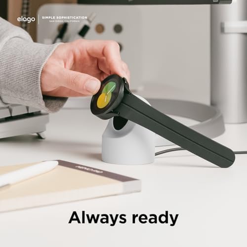 elago GW2 Smartwatch Charging Stand for Samsung Galaxy Watch 8/8 Classic, 7/Ultra, 6/6 Classic, 5/5 Pro – Stylish Desk Organizer with Enhanced Charging Speed (Cable Not Included) – Sleek White Design for Efficient Power Solution and Easy Accessibility