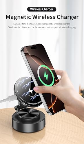 Vacuum Suction Phone Mount, 360 Car Magnetic Phone Holder, Wireless Charging Vacuum Suction Phone Holder, Magnetic Suction Phone Mount (027) – Enhanced Compatibility and Speed