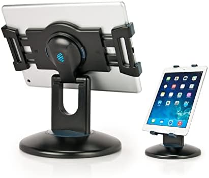 Versatile EHO 360° Rotating Tablet Stand – Universal Clamp Holder for i Pad, Microsoft Surface & More (6″-13″) – Optimal Stability for Retail Kiosks & Business Presentations – Sleek White Design for Enhanced Engagement and Space Optimization