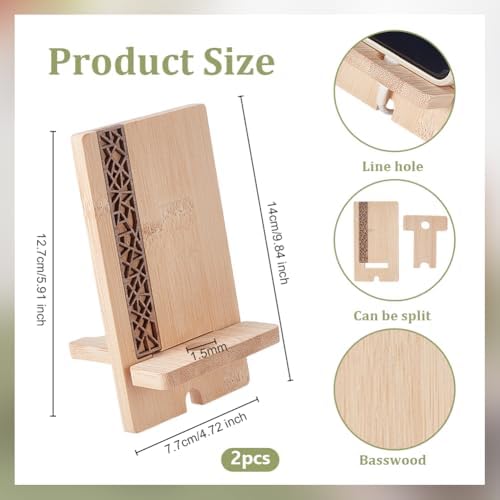 OLYCRAFT Premium Wooden Smartphone Holder – Elegant Portable Desk Stand for Universal Phone Compatibility with Integrated Cable Management – Perfect for Office, Home, and Travel Use – Enhance Your Workspace Aesthetics and Functionality with Natural Wood Design