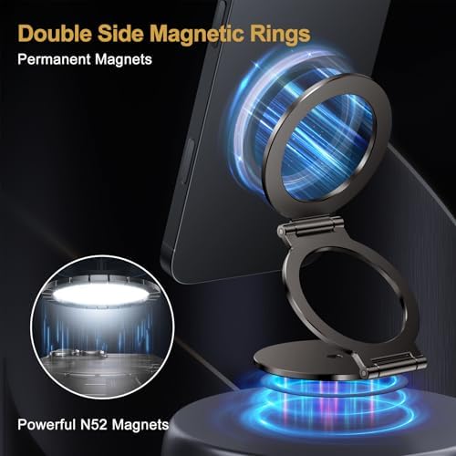 Innovative Dual Magnetic Ring Phone Holder: Premium Mag Safe-Compatible Accessory with Tripod Mount for i Phone 16/15/14/13 Pro Max & Universal Smartphones – Versatile Gym Stand for Secure, Adjustable Viewing Angles and Effortless Hands-Free Use