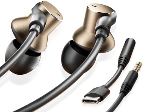 Transform Your Sound Journey with Superior In-Ear Wired Headphones – Deep Bass Noise-Cancelling Earbuds Featuring Universal USB C & 3.5 mm Connectivity, Integrated Microphone for Effortless Hands-Free Calling, Engineered for Comfort, Perfect for Audiophiles and Gamers Desiring Unmatched Audio Clarity and Engaging Listening Experiences