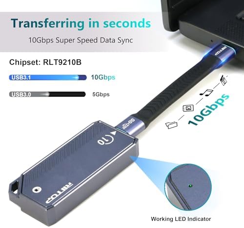 RIITOP M.2 2230 USB-C Enclosure – Ultra-Fast 10 Gbps Aluminum SSD Adapter for M Key NVMe & B+M Key SATA Drives, Compact 22 x 30 mm Design for Enhanced Portability and Seamless Compatibility with Windows, mac OS & Linux