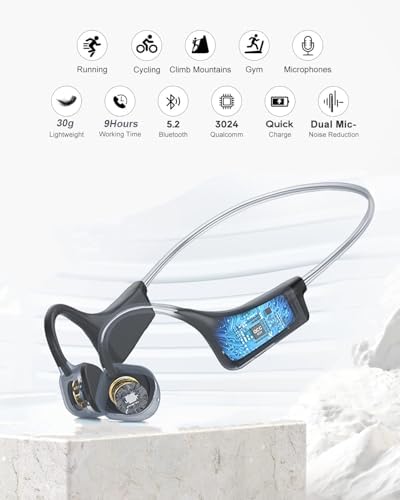 Revolutionary Waterproof Bone Conduction Bluetooth Earbuds – Open-Ear Design Perfect for Active Lifestyles with Youth Whisper Technology and Integrated Microphone for Superior Sound Clarity and Effortless Hands-Free Calls